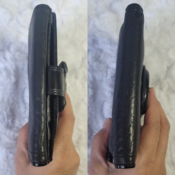 AUTHENTIC FENDI Black Leather & Patent Leather Buckle Small Wallet - Picture 8 of 14